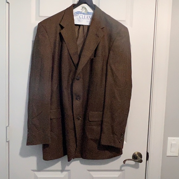 VINTAGE HART SCHAFFNER & MARX - JACOBSON’S TAN/ BLACK CHECK MENS SPORT COAT - Picture 1 of 8